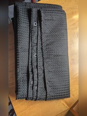 Black Waffle Weave Fabric Shower Curtain